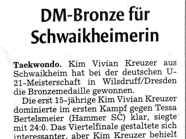 DM-Bronze für Schwaikheimerin